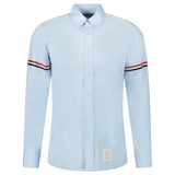 Thom Browne RWB Stripe Long - Sleeve Shirt in Light Blue (Pre - Loved) - Boinclo - Outlet Sale Under Retail