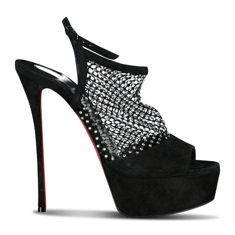 (Womens) Christian Louboutin Plougesta Alta Strass Fishnet Heels - Boinclo ltd - Outlet Sale Under Retail