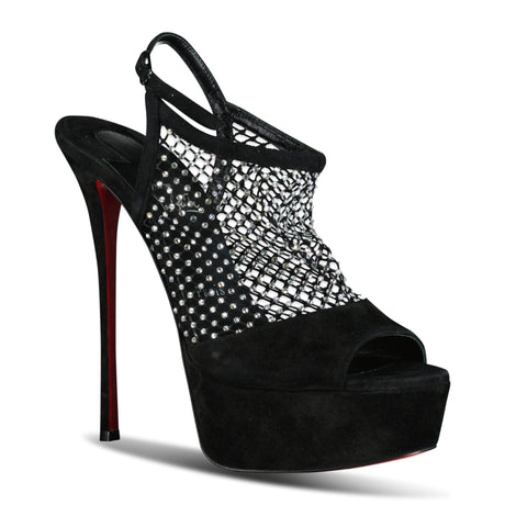 (Womens) Christian Louboutin Plougesta Alta Strass Fishnet Heels - Boinclo ltd - Outlet Sale Under Retail