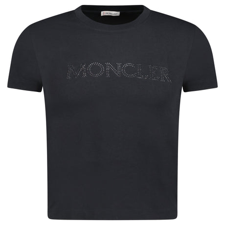 (Womens) Moncler Glitter Logo T - Shirt Black - Boinclo ltd - Outlet Sale Under Retail