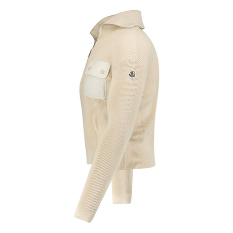 (Womens) MONCLER QUARTER KNIT ZIP JUMPER BEIGE - Boinclo ltd - Outlet Sale Under Retail