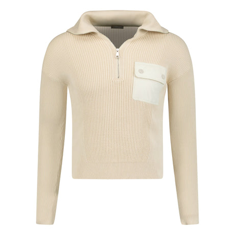 (Womens) MONCLER QUARTER KNIT ZIP JUMPER BEIGE - Boinclo ltd - Outlet Sale Under Retail