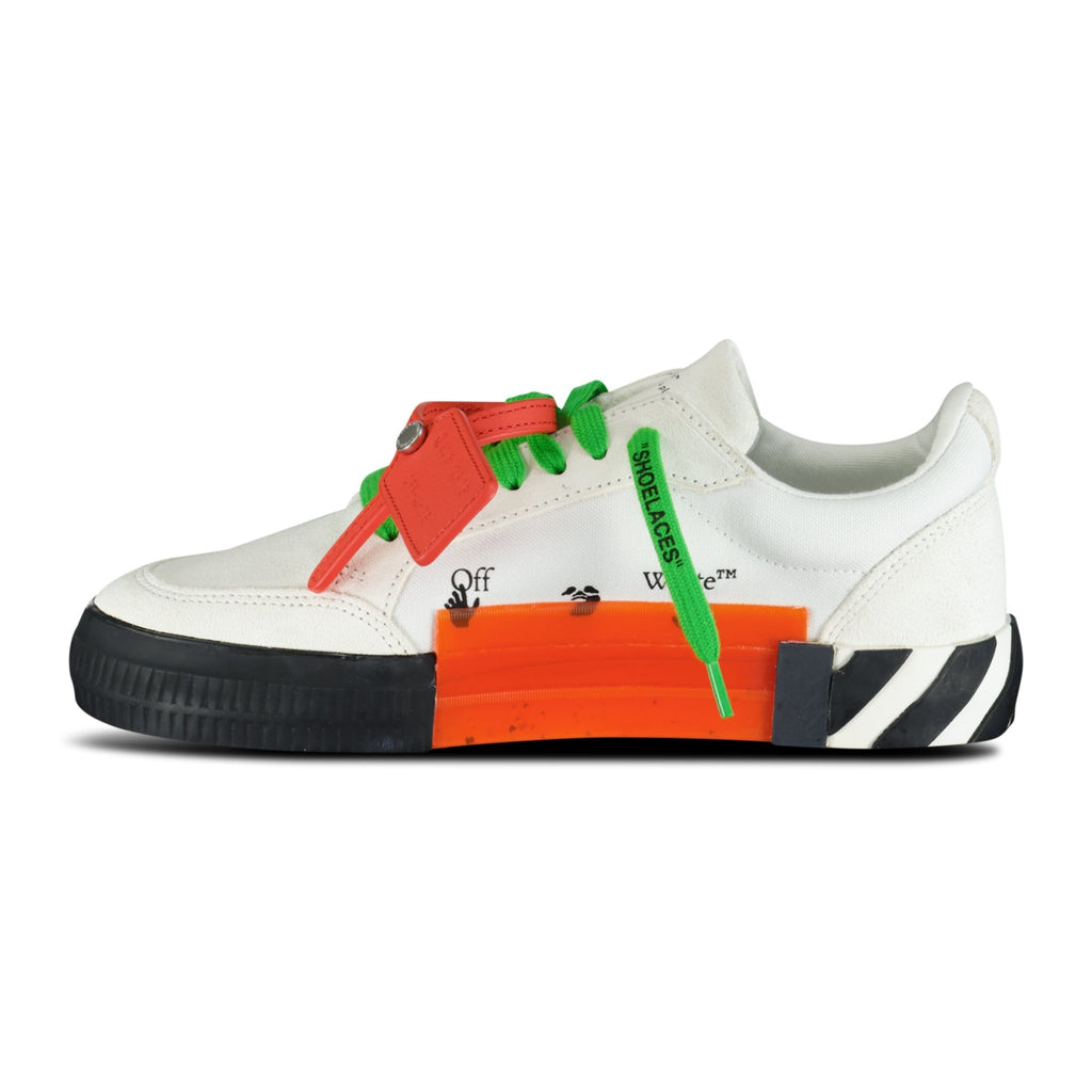 (Womens) Off-White Vulcanized Low Top Trainers White & Green - Boinclo ltd - Outlet Sale Under Retail