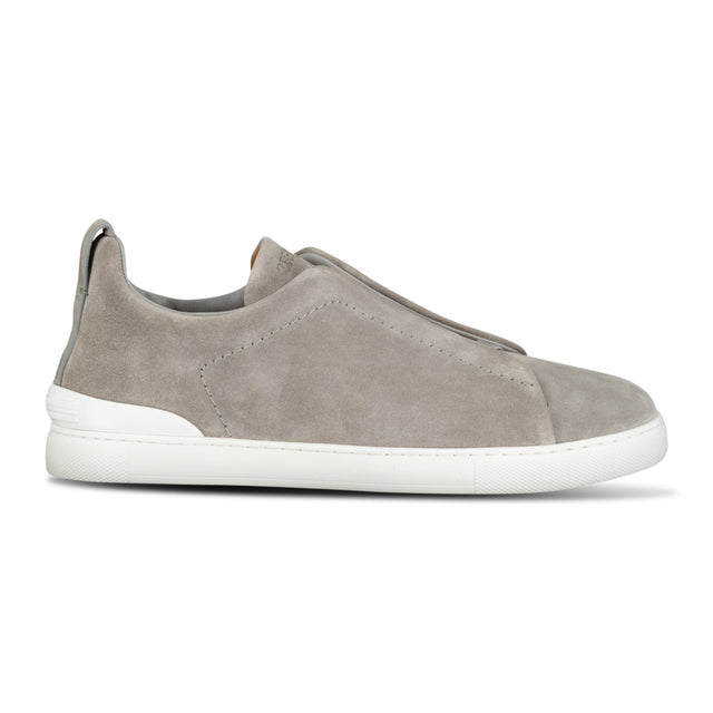 Zegna Triple Stitch Trainers Grey Suede - Boinclo - Outlet Sale Under Retail