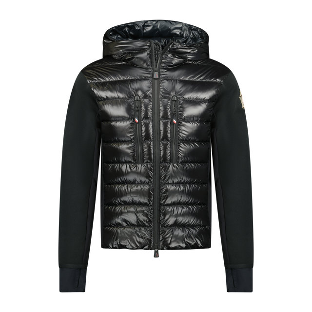 Moncler Grenoble 'Maglia Cardigan' Tricolour Band Hooded Jacket Black - Boinclo ltd - Outlet Sale Under Retail