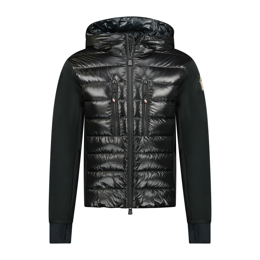Moncler Grenoble 'Maglia Cardigan' Tricolour Band Hooded Jacket Black - Boinclo ltd - Outlet Sale Under Retail