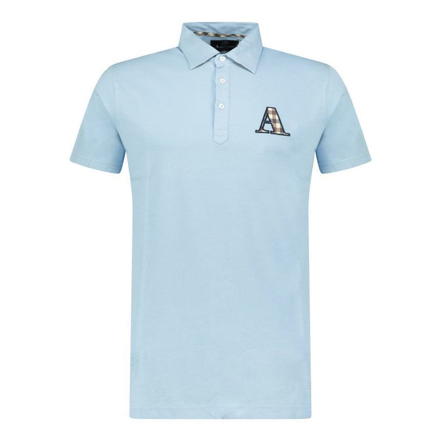 Aquascutum A Check Embroidery Logo T-Shirt Blue - Boinclo ltd - Outlet Sale Under Retail