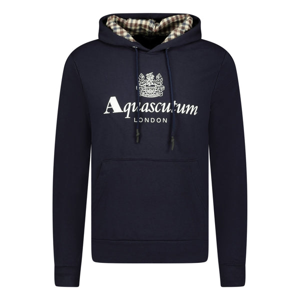 Aquascutum Check Hood Sweatshirt Navy Boinclo ltd Outlet Sale