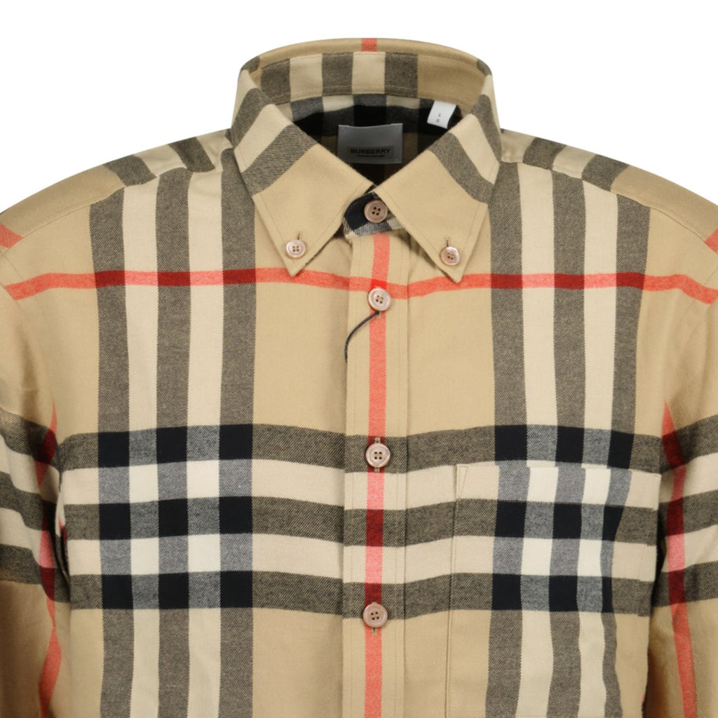 Burberry 'Castland'' Check Flannel Shirt Beige - Boinclo ltd - Outlet Sale Under Retail