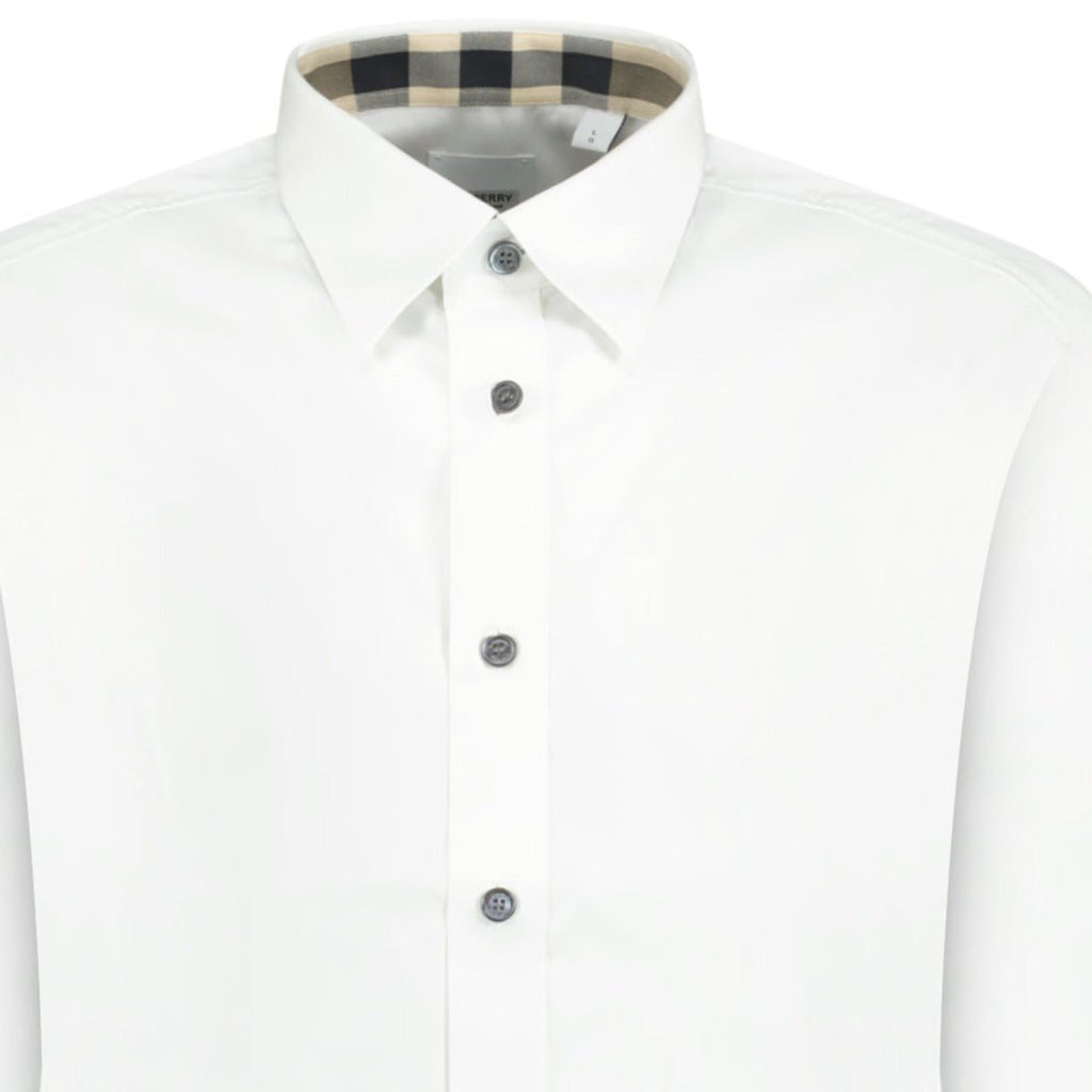 Burberry Classic Check Neck Cambridge Shirt White - Boinclo ltd - Outlet Sale Under Retail