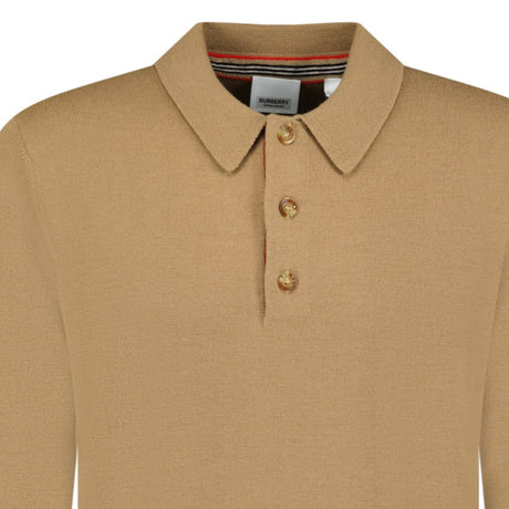 Burberry 'Pace' Long Sleeved Wool Polo-Shirt Camel - Boinclo ltd - Outlet Sale Under Retail