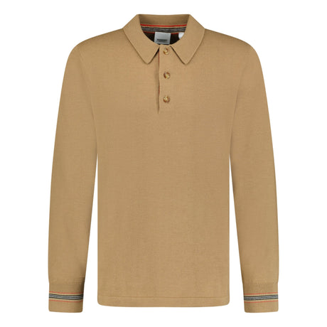 Burberry 'Pace' Long Sleeved Wool Polo-Shirt Camel - Boinclo ltd - Outlet Sale Under Retail