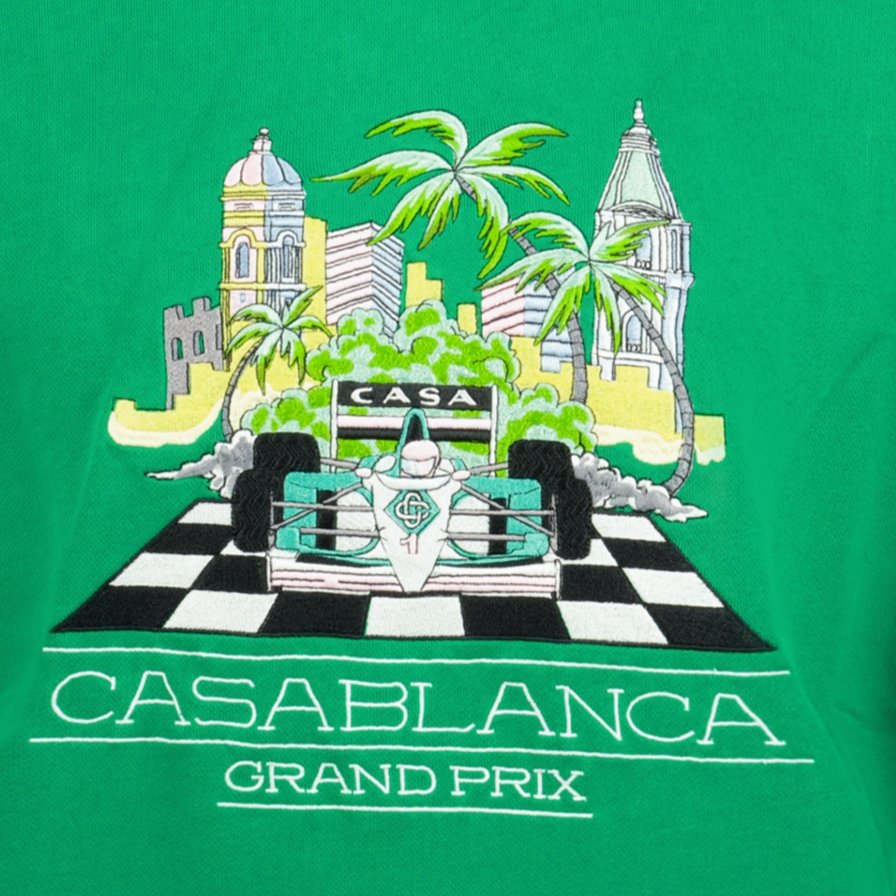 Casablanca 'FINISH LINE' Stitched Print Sweatshirt Green - Boinclo ltd - Outlet Sale Under Retail