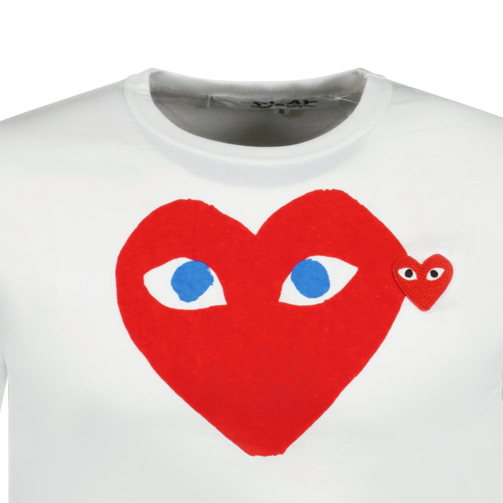 Comme Des Garcons Big Print Red Heart T-Shirt White - Boinclo ltd - Outlet Sale Under Retail