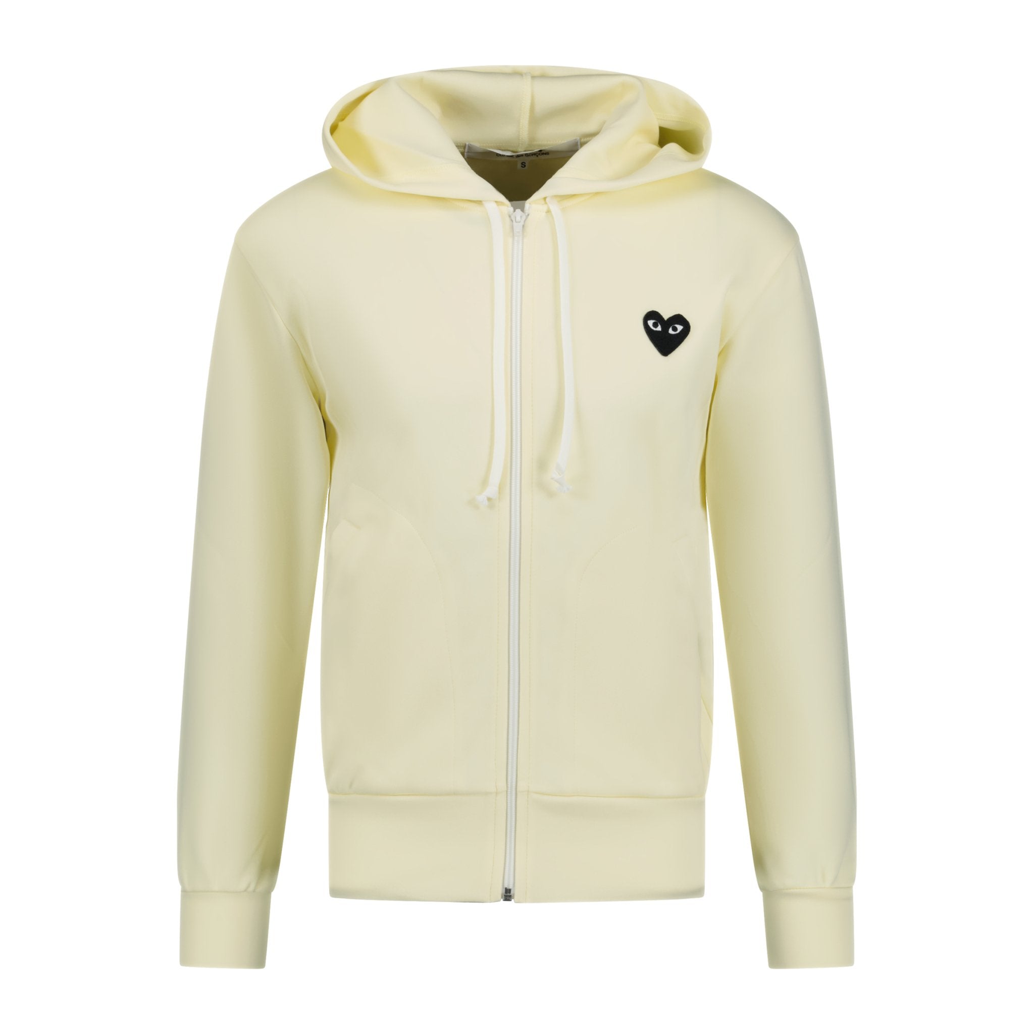 Comme Des Garcons Play Black Heart Zip Hooded Sweatshirt Ivory Outlet Sale Always Under Retail Boinclo