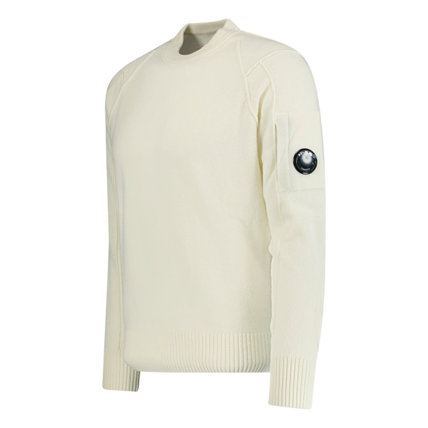 CP Company Arm Lens Lambswool Sweatshirt Cream - Boinclo ltd - Outlet Sale Under Retail