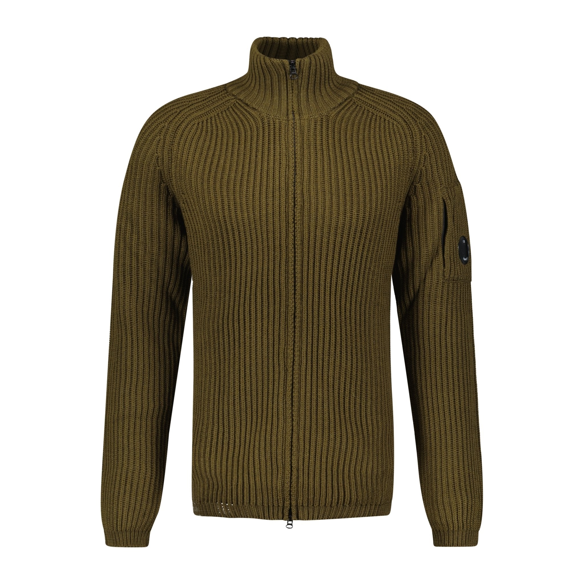 CP Company Arm Lens Wool Knit Sweatshirt Khaki