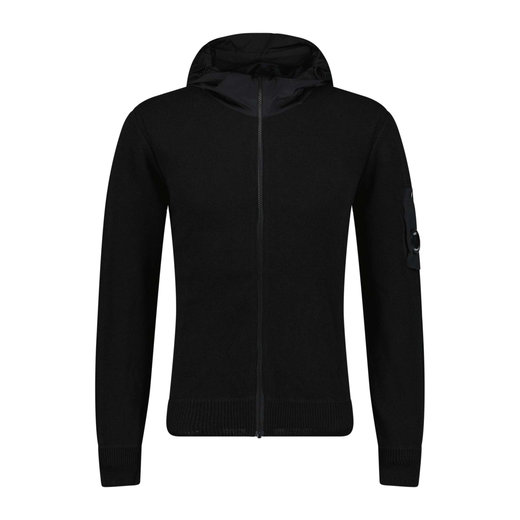 Color variation of Chrome Hooded Knit Jacket Black