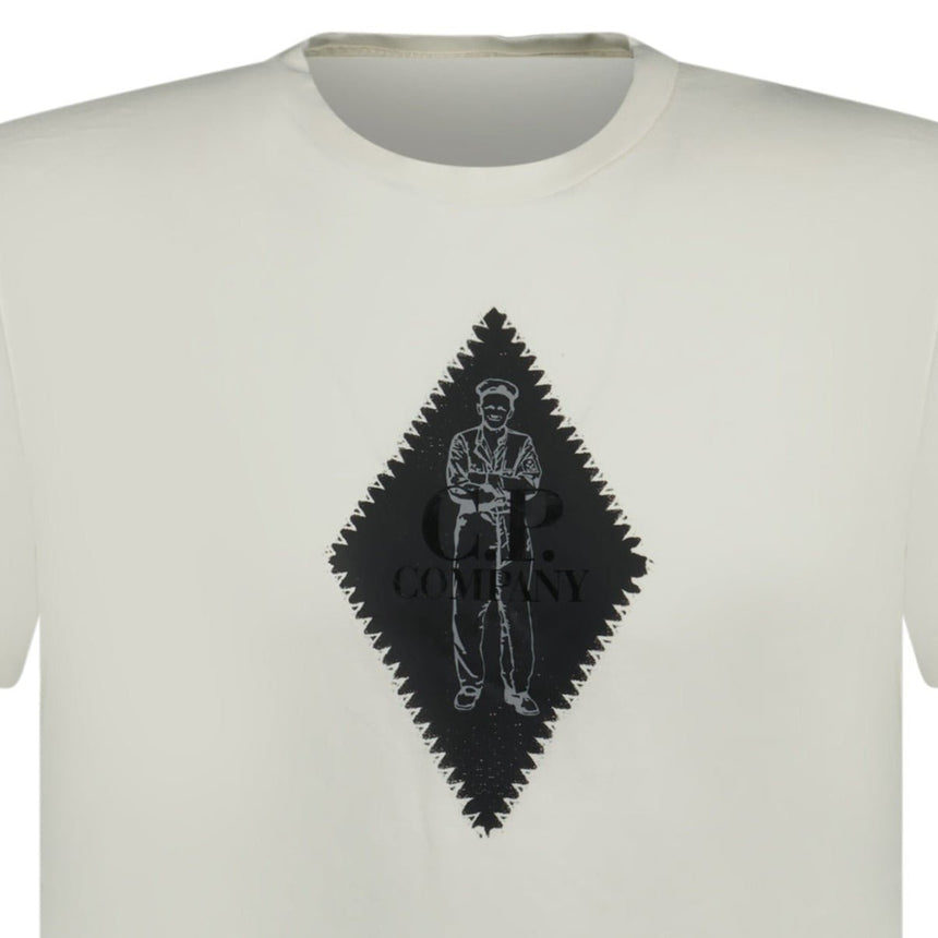 CP Company Diamond Chest Logo T-Shirt White - Boinclo ltd - Outlet Sale Under Retail