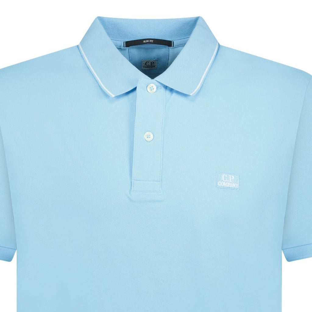 CP Company Short Sleeve Stitch Logo Polo T-Shirt Baby Blue - Boinclo ltd - Outlet Sale Under Retail