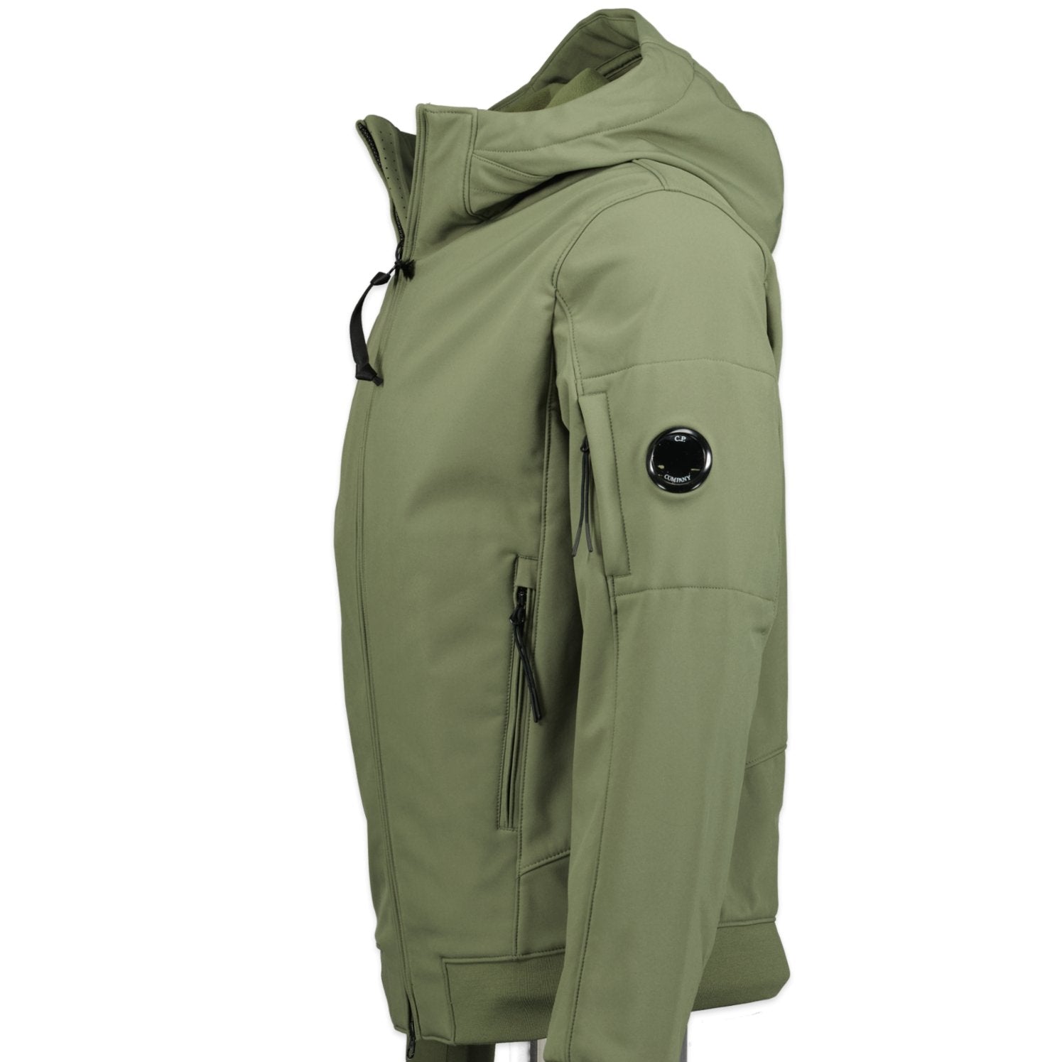 CP Company Softshell Hooded Arm Lens Jacket Olive | Boinclo ltd