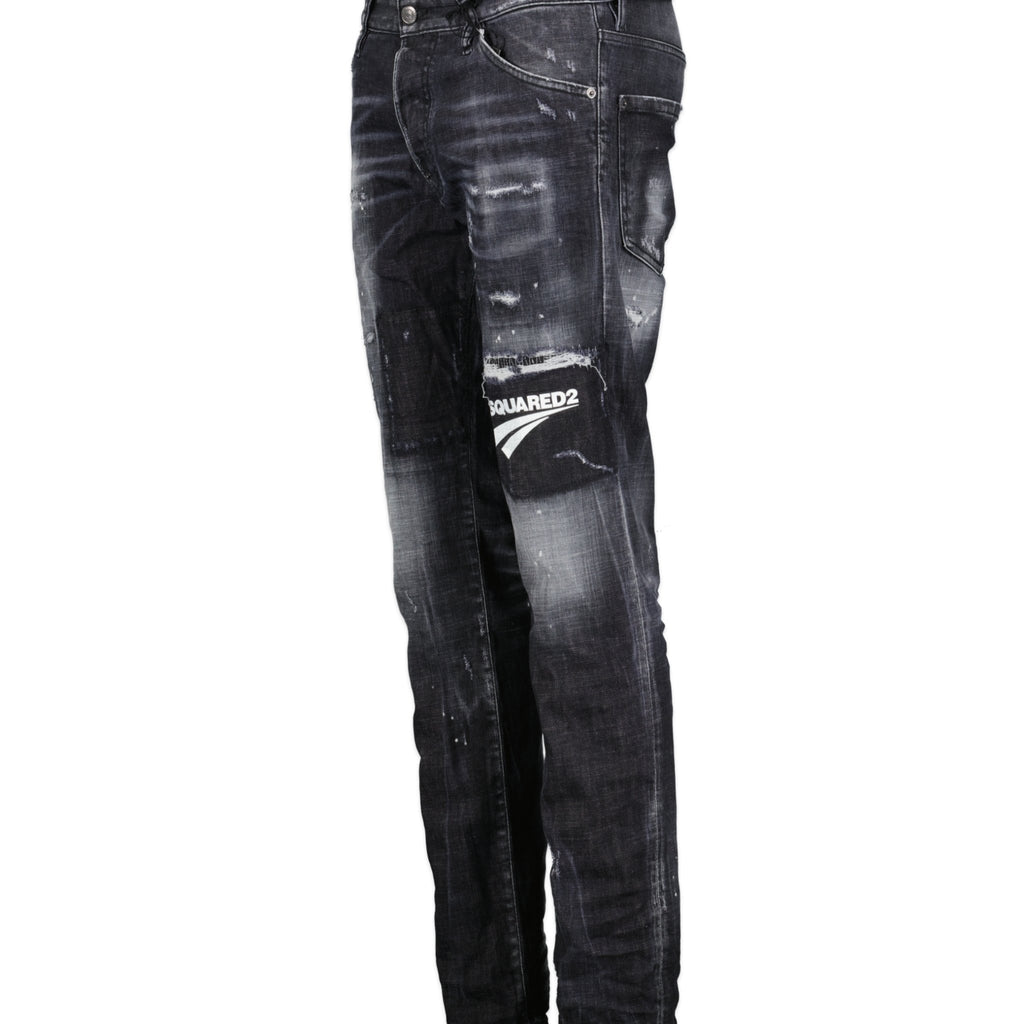 DSquared2 'Cool Guy' Print Logo Slim Fit Jeans Black - Boinclo ltd - Outlet Sale Under Retail