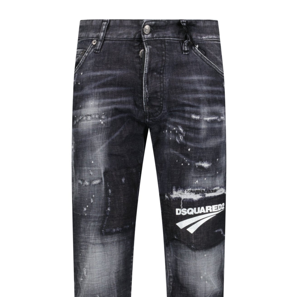 DSquared2 'Cool Guy' Print Logo Slim Fit Jeans Black - Boinclo ltd - Outlet Sale Under Retail
