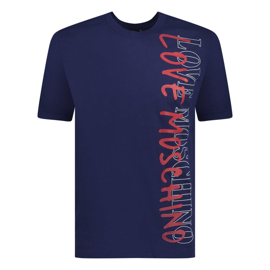 Love Moschino Writing Logo T-Shirt Navy - Boinclo ltd - Outlet Sale Under Retail