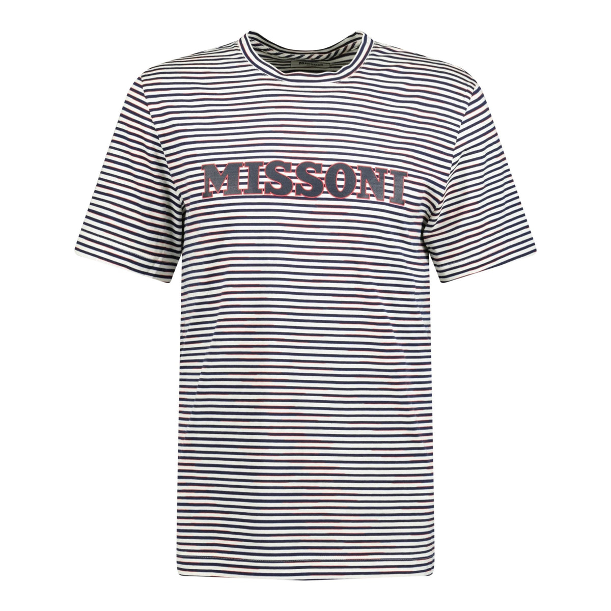 Missoni Logo Navy Stripe T-Shirt White | Boinclo ltd | Outlet Sale