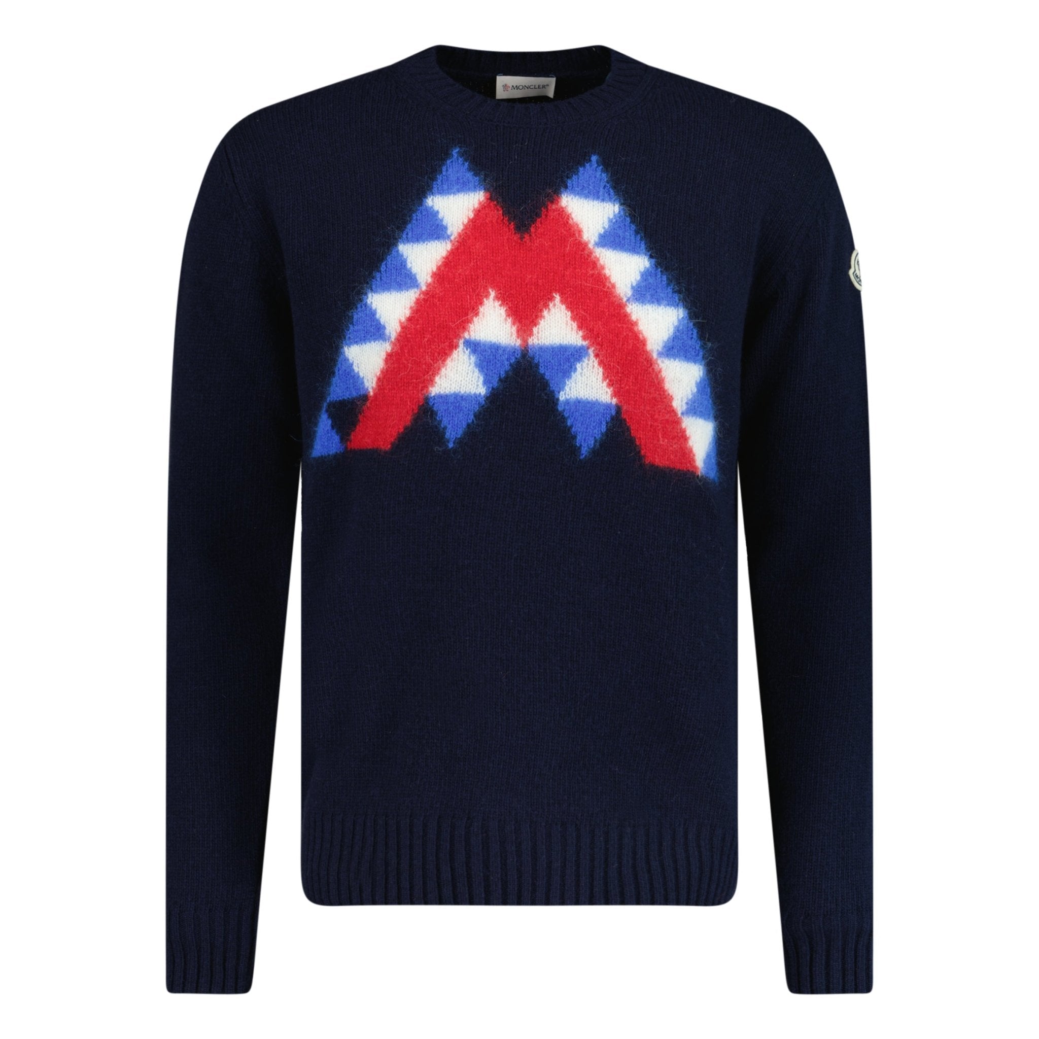 Moncler M Logo Wool Jumper Navy Outlet Sale Always Under Retail Boinclo