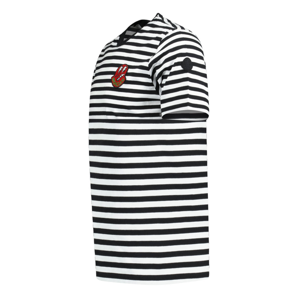 Moncler 'Rigato' Logo T-Shirt Black & White Stripe - Boinclo ltd - Outlet Sale Under Retail
