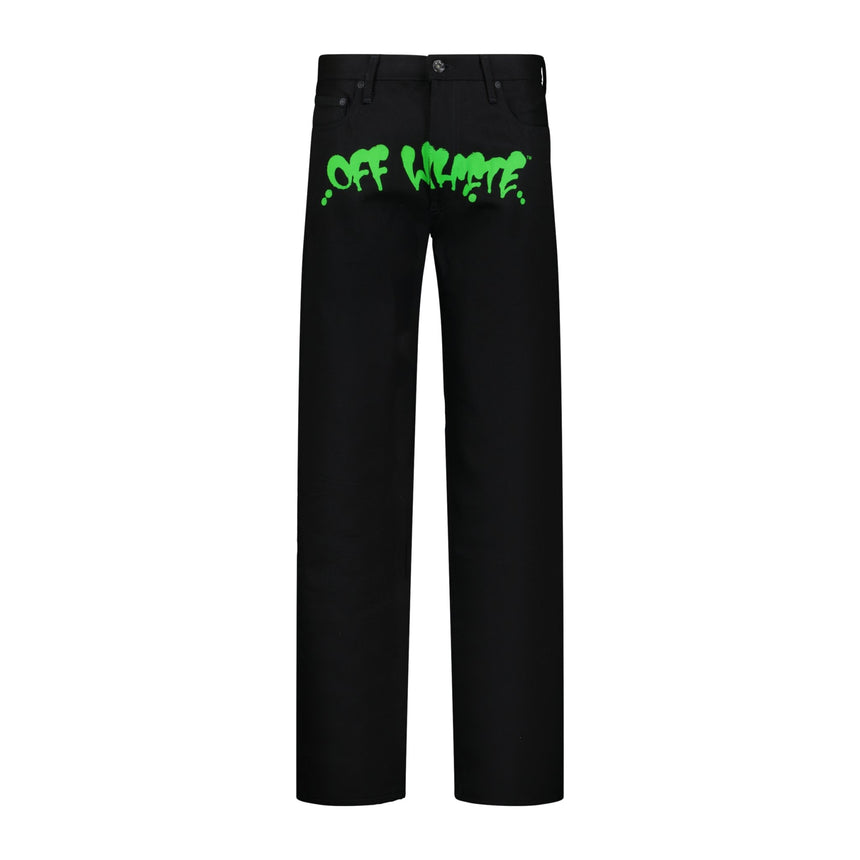 OFF-White Green Print Denim Jeans Black - Boinclo ltd - Outlet Sale Under Retail