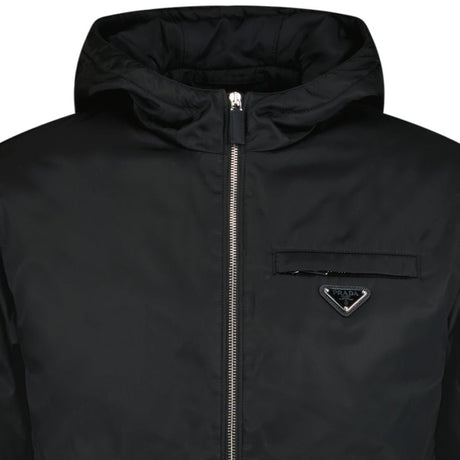 Prada Triangle Padded Zip Re-Nylon Hooded Coat Black - Boinclo ltd - Outlet Sale Under Retail