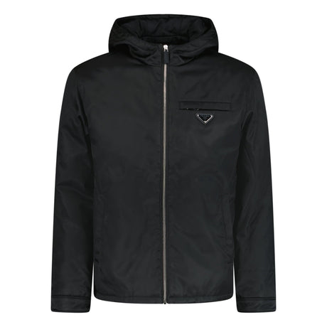 Prada Triangle Padded Zip Re-Nylon Hooded Coat Black - Boinclo ltd - Outlet Sale Under Retail