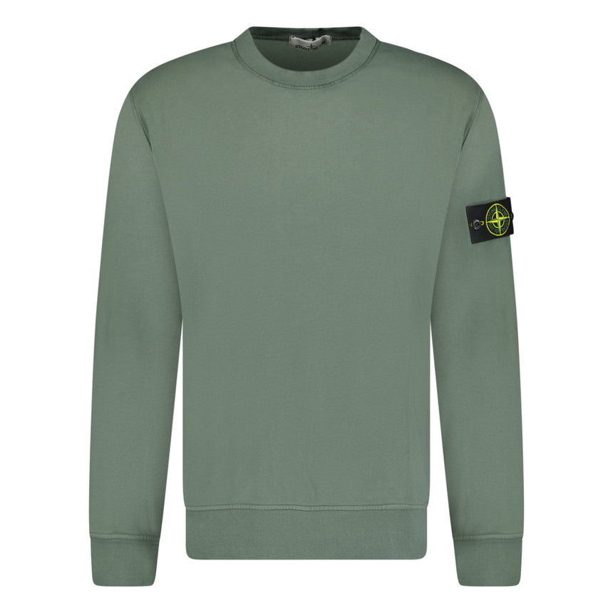 STONE ISLAND BASIC BADGE CREW NECK SWEATSHIRT KHAKI GREEN - Boinclo ltd - Outlet Sale Under Retail