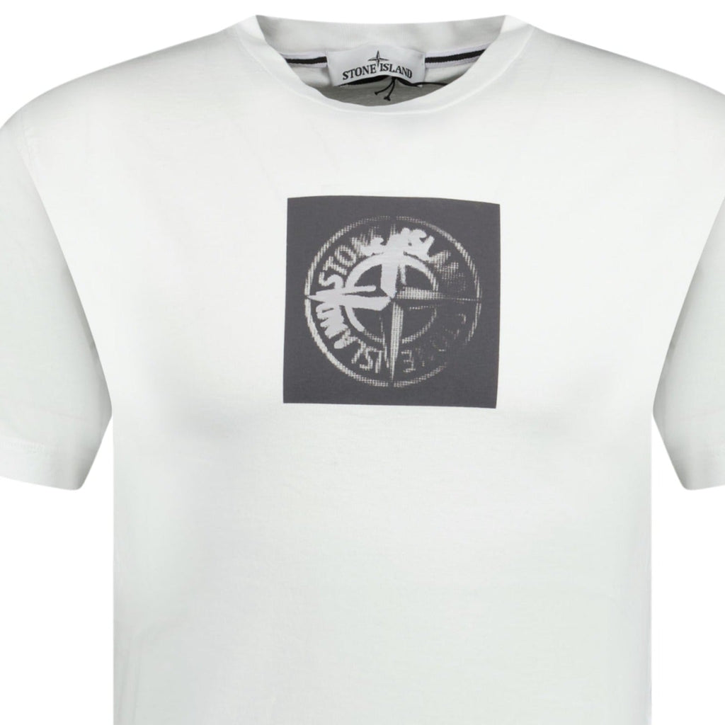 Stone Island Compass Logo Print T-Shirt White - Boinclo ltd - Outlet Sale Under Retail