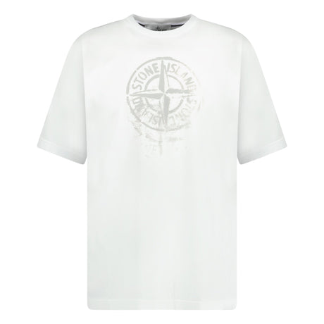 Stone Island Compass Print Logo T-Shirt White - Boinclo ltd - Outlet Sale Under Retail