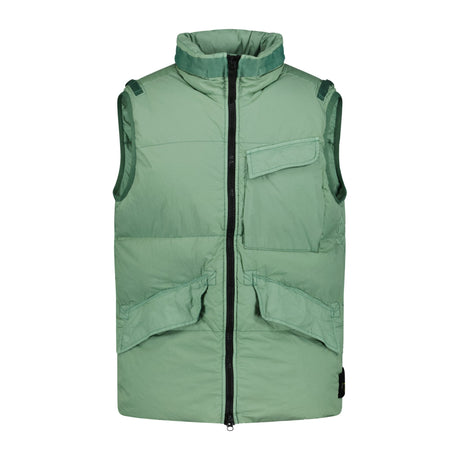 Stone Island Crinkle Reps Badge Logo Gilet Green - Boinclo ltd - Outlet Sale Under Retail