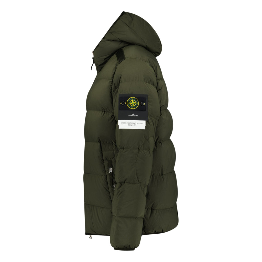 Stone Island Hooded Puffer Jacket In Seamless Tunnel Nylon KHAKI ...