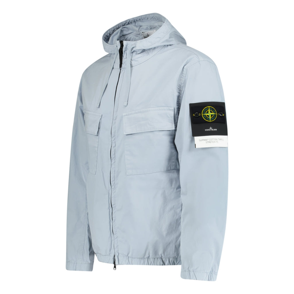 Stone Island Micro Twill Full Zip Hooded Jacket Light Blue - Boinclo ltd - Outlet Sale Under Retail
