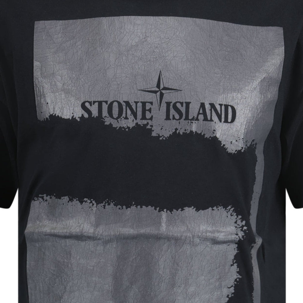 Stone Island Scratched Logo Print T-Shirt Black - Boinclo ltd - Outlet Sale Under Retail