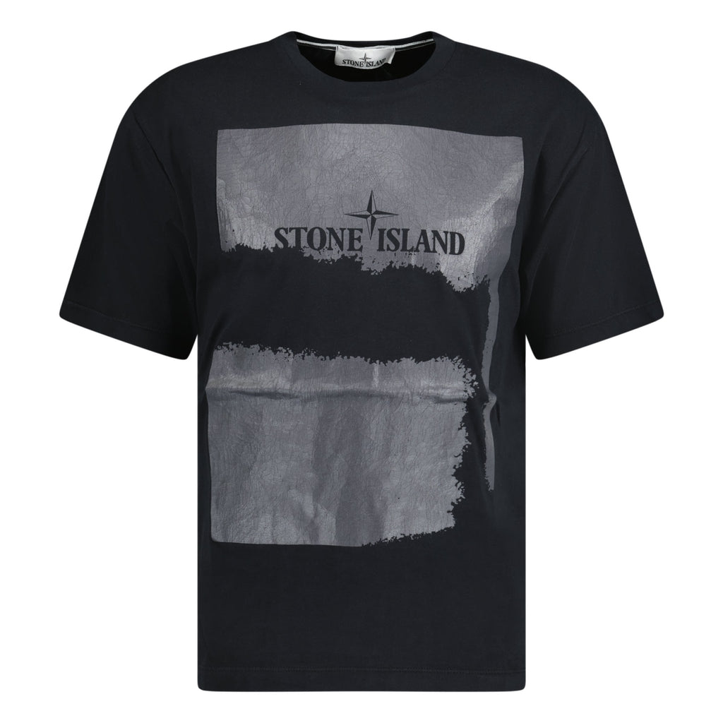 Stone Island Scratched Logo Print T-Shirt Black - Boinclo ltd - Outlet Sale Under Retail