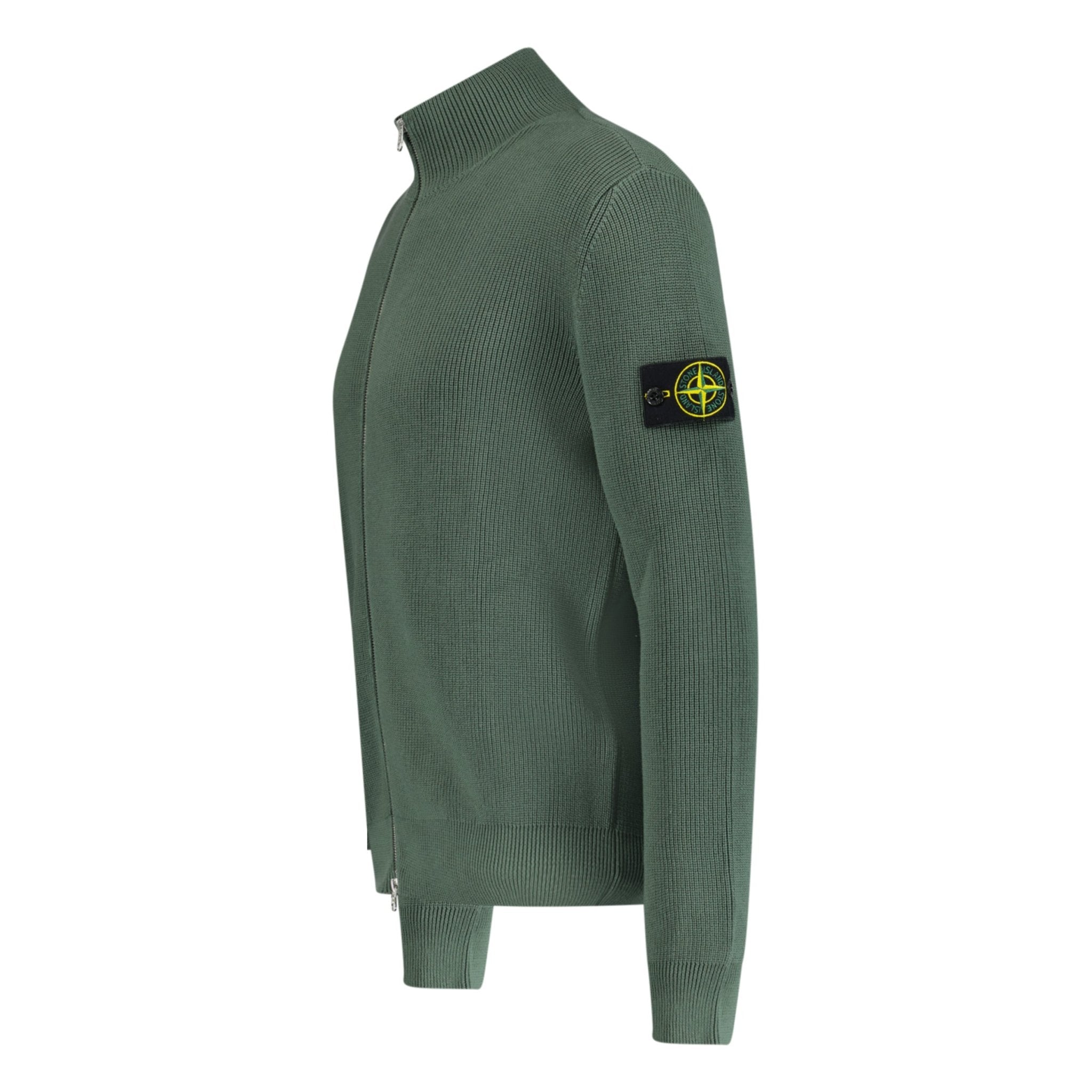 STONE ISLAND ZIP UP KNIT CARDIGAN KHAKI GREEN | Boinclo ltd