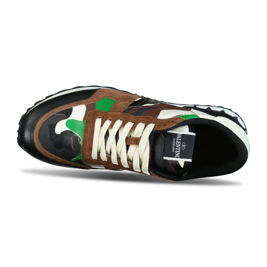 Valentino Camo Mesh Rockrunner Trainers Camo Green & Brown - Boinclo ltd - Outlet Sale Under Retail